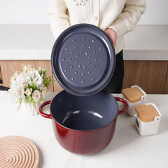 Enameled Cast Iron Casserole Pot 28cm – Non-Stick Deep Cooking Pot with Lid
