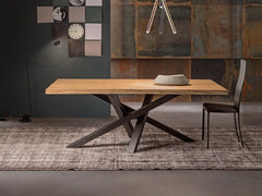 Rectangle Pine Wood Table with Black Metal Legs for Dining Room, Kitchen & Office