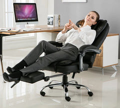 Gaming Desk with RGB Lights & Leather Execuative Back Massager office Chair With Footrest- Gaming Setup