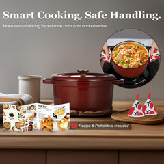 Enameled Cast Iron Casserole Pot 28cm – Non-Stick Deep Cooking Pot with Lid