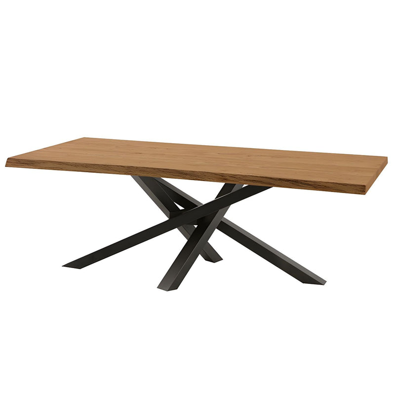 Rectangle Pine Wood Table with Black Metal Legs for Dining Room, Kitchen & Office