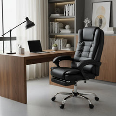 Leather Executive Office Chair With Foot Rest