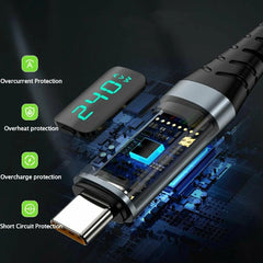 Type C to Type C cable 240W with LED with LED display