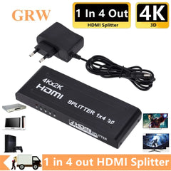 HDMI Splitter 1 in 4 out Ultra HD 4K/2K Full HD 3D