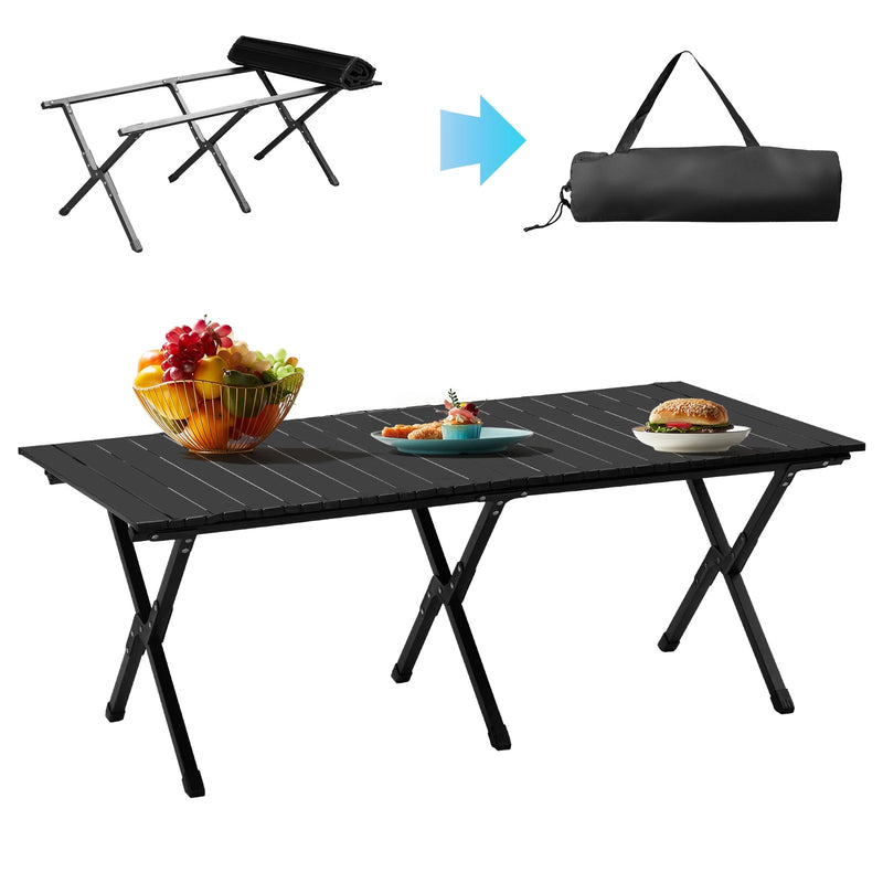 Heavy Duty Folding Camping Roll-Up Picnic Outdoor Table with Carry Bag