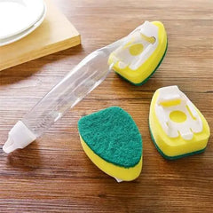 Kitchen Dispenser Sponge brush - 1 Handle+5 Sponge +  Snap Deal.