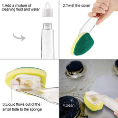 Kitchen Dispenser Sponge brush - 1 Handle+5 Sponge +  Snap Deal.