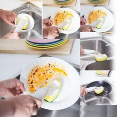 Kitchen Dispenser Sponge brush - 1 Handle+5 Sponge +  Snap Deal.