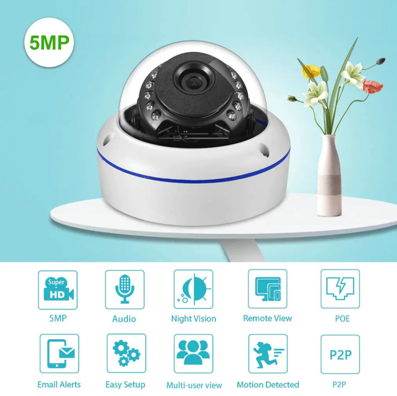 5MP Surveillance IP POE Camera Dome Indoor Security Camera